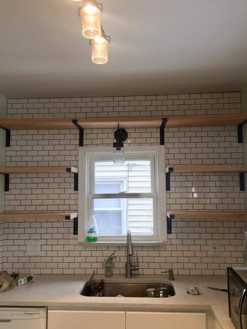 MY RUSTIC Shelf Brackets 6 Inch Lip Black Brackets for Shelves, Heavy Duty Industrial Forged Steel Rustic Floating Shelf Brackets -6 Pack(5.5'') - Image 3